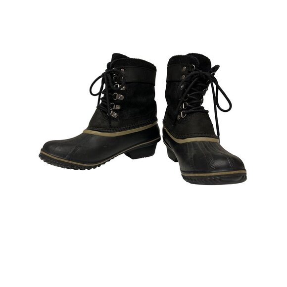 Sorel Fancy Lace ii Boot Black Winter Snow Leather Waterproof Women's Size 8 - Picture 2 of 10